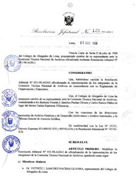 Resolución Jefatural N° 125-1998/AGN/J