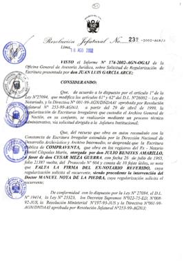 Resolución Jefatural N° 231-2002/AGN/J