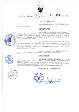 Resolución Jefatural N° 098-2005-AGN/J