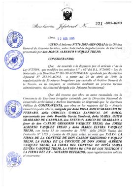 Resolución Jefatural N° 221-2005-AGN/J