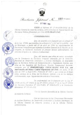 Resolución Jefatural N° 097-1999/AGN/J