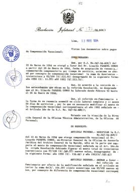 Resolución Jefatural N° 075-1994/AGN/J