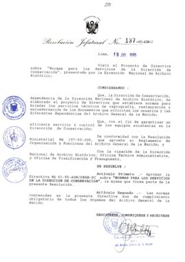 Resolución Jefatural N° 137-1995/AGN/J