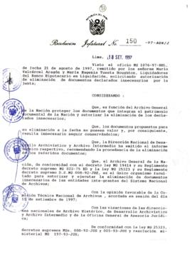 Resolución Jefatural N° 150-1997/AGN/J