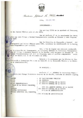 Resolución Jefatural N° 011-1984/AGN/J