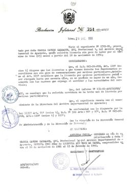 Resolución Jefatural N° 354-1991/AGN/J