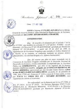 Resolución Jefatural N° 241-2002/AGN/J