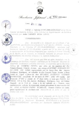 Resolución Jefatural N° 482-2000/AGN/J
