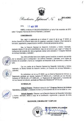 Resolución Jefatural N° 447-2013-AGN/J