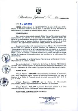 Resolución Jefatural N° 075-2018-AGN/J