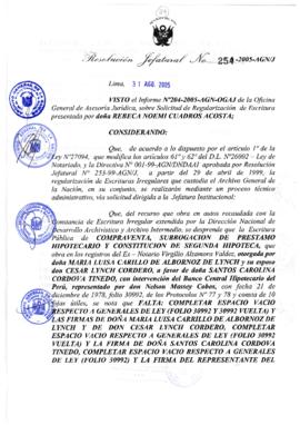 Resolución Jefatural N° 254-2005-AGN/J