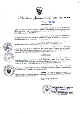 Resolución Jefatural N° 160-2013-AGN/J