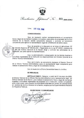 Resolución Jefatural N° 061-2008-AGN/J