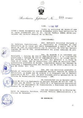 Resolución Jefatural N° 033-1997/AGN/J