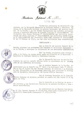 Resolución Jefatural N° 018-1993/AGN/J