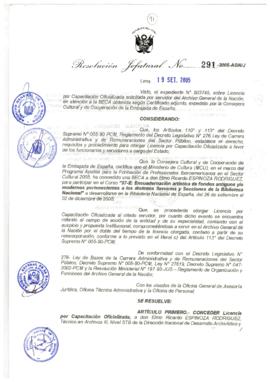 Resolución Jefatural N° 291-2005-AGN/J