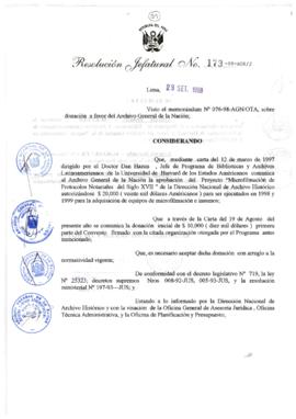 Resolución Jefatural N° 173-1998/AGN/J