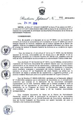 Resolución Jefatural N° 155-2018-AGN/J