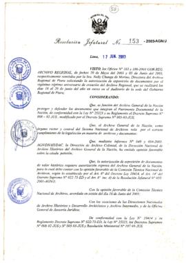 Resolución Jefatural N° 153-2003-AGN/J