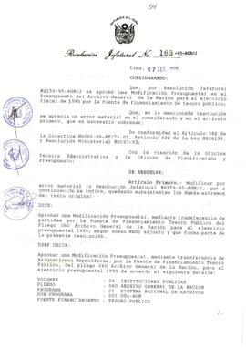 Resolución Jefatural N° 163-1995/AGN/J