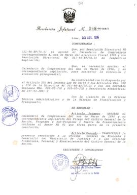 Resolución Jefatural N° 058-1996/AGN/J