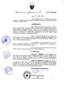 Resolución Jefatural N° 232-2005-AGN/J