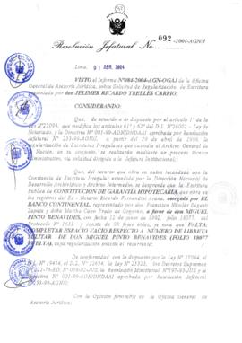 Resolución Jefatural N° 092-2004-AGN/J
