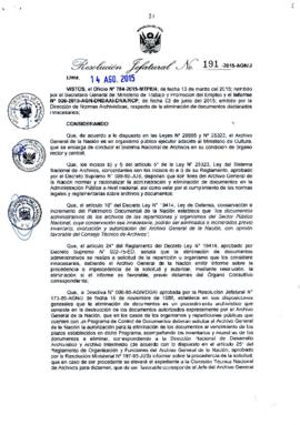 Resolución Jefatural N° 191-2015-AGN/J