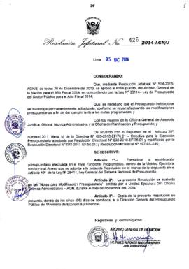 Resolución Jefatural N° 426-2014-AGN/J