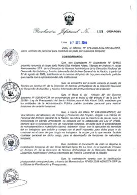 Resolución Jefatural N° 409-2009-AGN/J