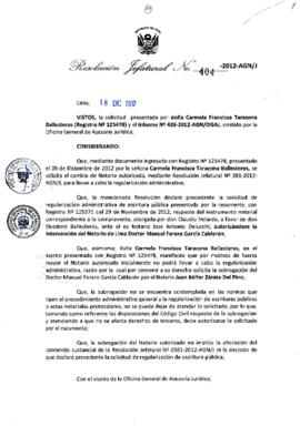 Resolución Jefatural N° 404-2012-AGN/J