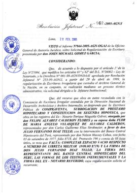 Resolución Jefatural N° 062-2005-AGN/J