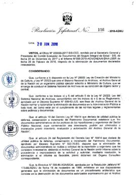 Resolución Jefatural N° 116-2018-AGN/J