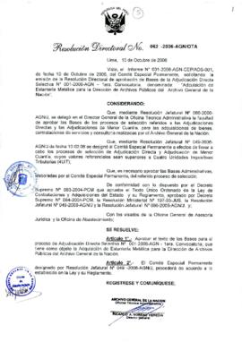 Resolución Directoral N° 062-2006-AGN/OTA