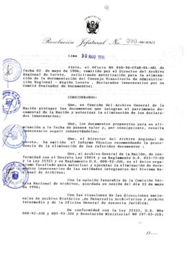 Resolución Jefatural N° 090-1996/AGN/J