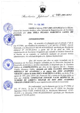 Resolución Jefatural N° 049-2005-AGN/J