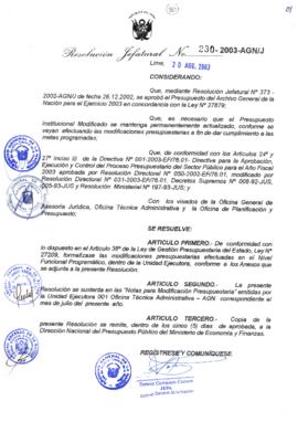 Resolución Jefatural N° 230-2003-AGN/J