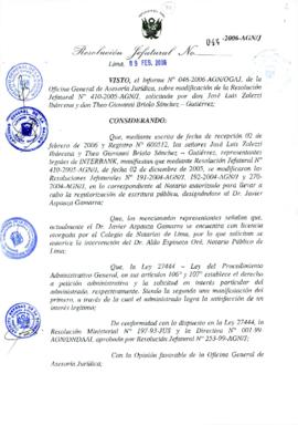 Resolución Jefatural N° 044-2006-AGN/J