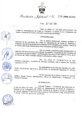 Resolución Jefatural N° 116-2000/AGN/J