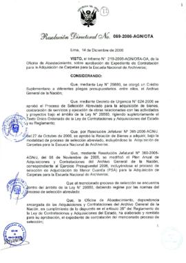Resolución Directoral N° 069-2006-AGN/OTA