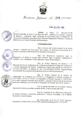 Resolución Jefatural N° 368-2002/AGN/J
