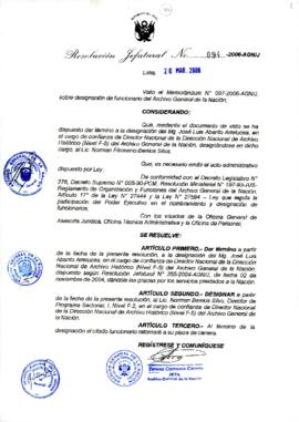 Resolución Jefatural N° 094-2006-AGN/J