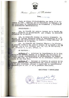 Resolución Jefatural N° 033-1986/AGN/J