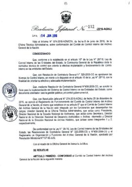Resolución Jefatural N° 112-2016-AGN/J