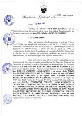 Resolución Jefatural N° 089-2005-AGN/J