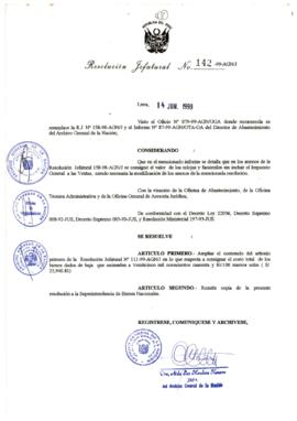 Resolución Jefatural N° 142-1999/AGN/J
