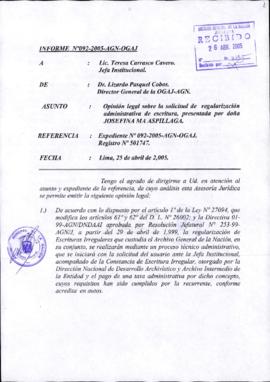 INFORME 092-2005-AGN-OGAJ