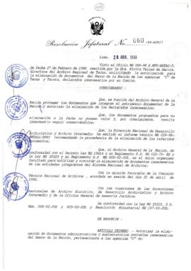 Resolución Jefatural N° 060-1998/AGN/J