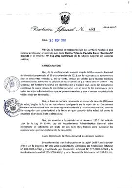 Resolución Jefatural N° 453-2011-AGN/J