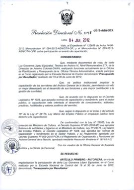Resolución Directoral N° 048-2012-AGN/OTA